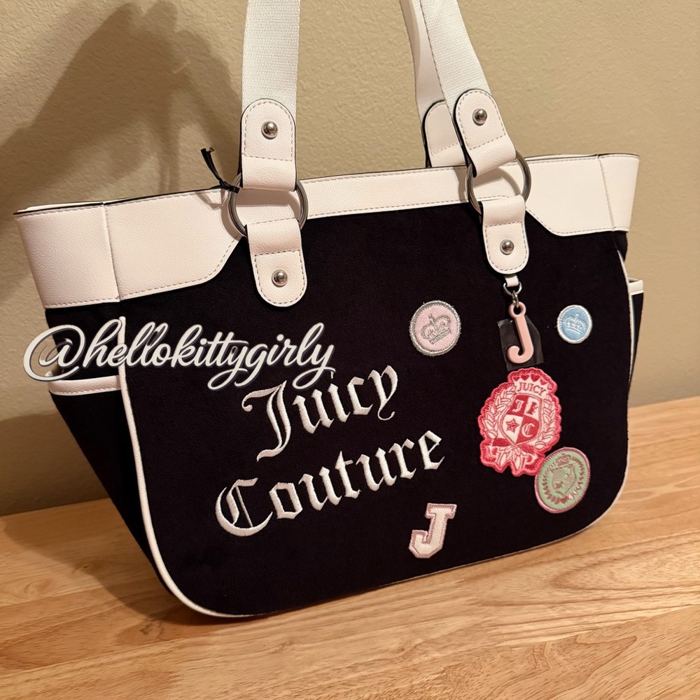Juicy Couture Black and White Embroidered Tote
